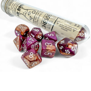GEMINI COPPER PURPLE/ WHITE 7-DICE SET